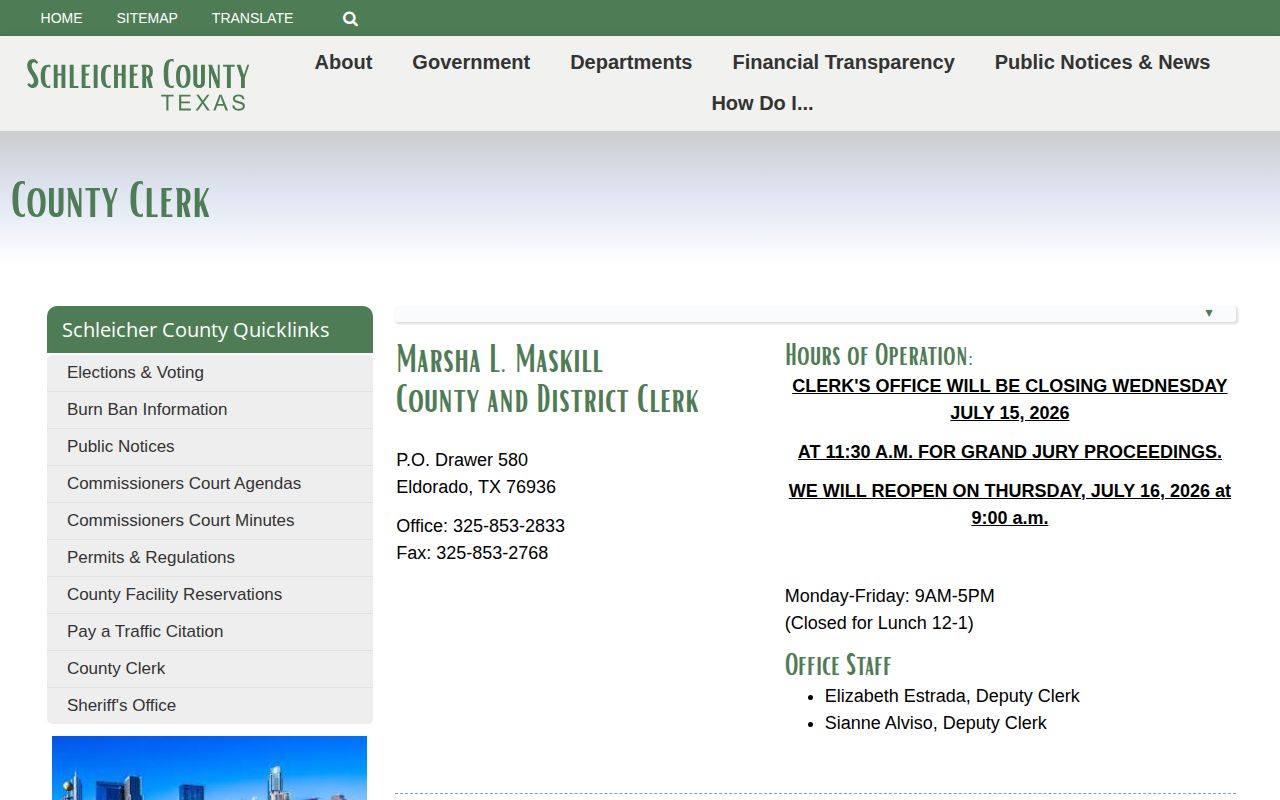Schleicher County Clerk release-related record route