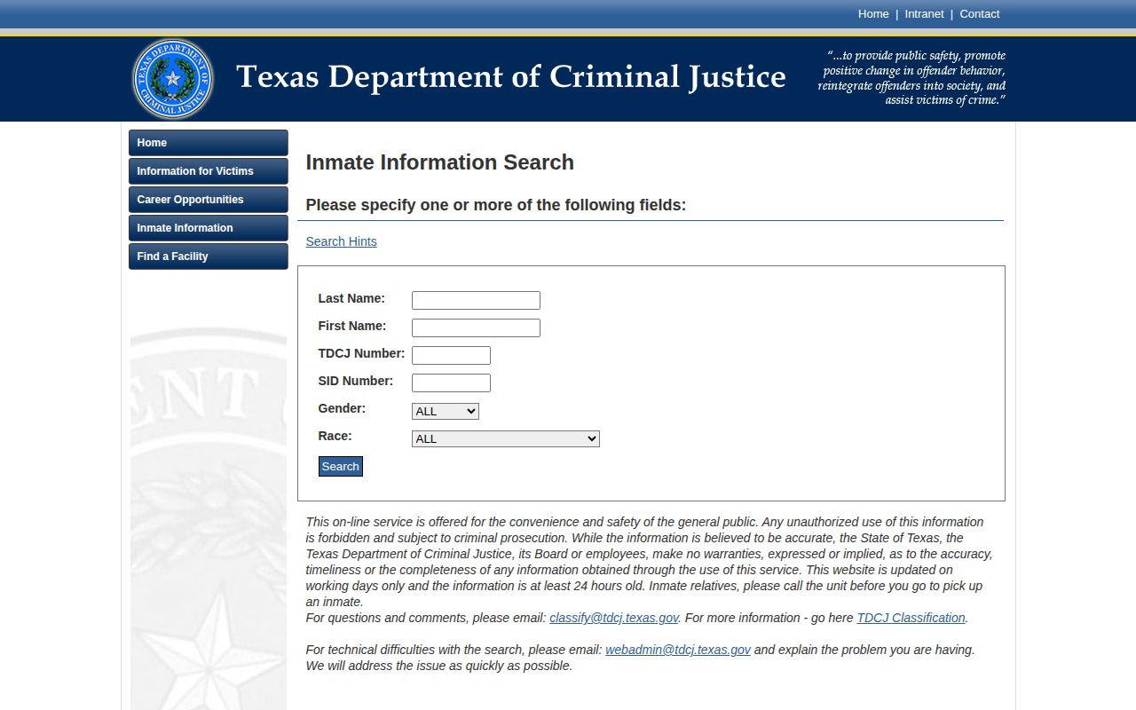 Schleicher County released inmates TDCJ offender search