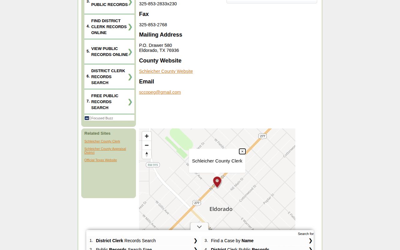 Schleicher County released inmate court record contact